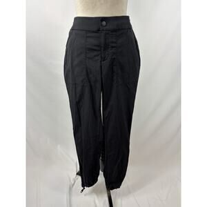 Athleta Trekkie Hike Pant Black 8 Pockets Drawstring Ankles Ripstop Zip Pockets